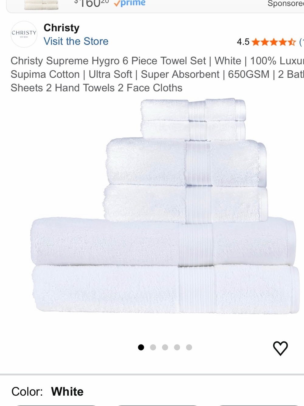 Christy White 6-Piece Bath Sheet Towel Set